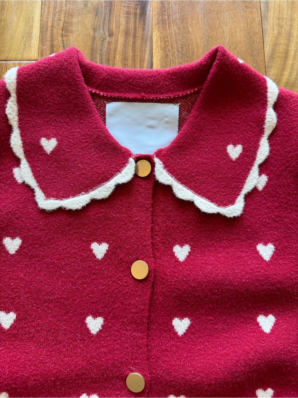 NVLT Red Heart-Print Button Cardigan - Picture 4 of 9